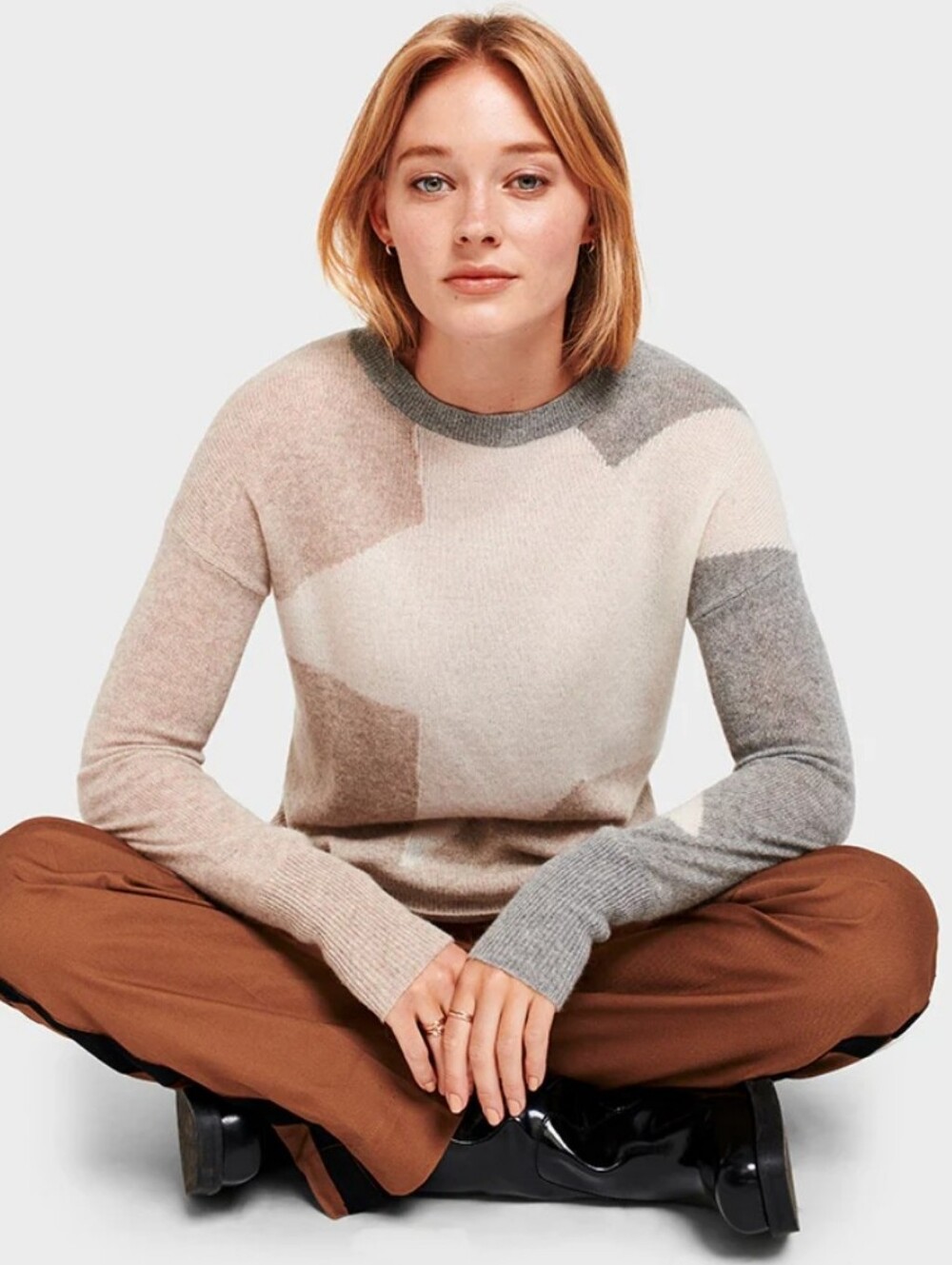 White + Warren Exploding Star Cashmere Crewneck Sweater